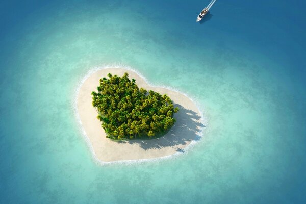一个心形绿色的岛屿