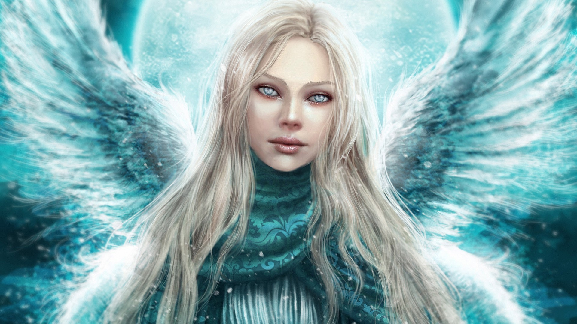 witch fashion winter cold portrait woman wind beautiful blond fantasy