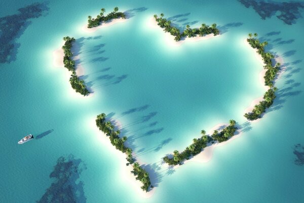 Wyspa W kształcie serca z lotu ptaka