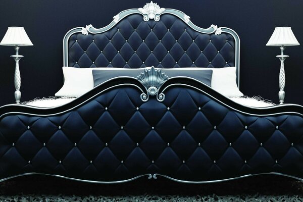 The design of a luxury bed in blue