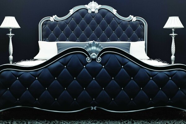 蓝色豪华床的设计