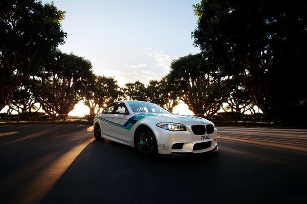 Sports car at sunset