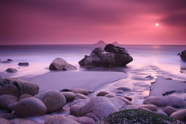 Magical sunrise on the ocean beach