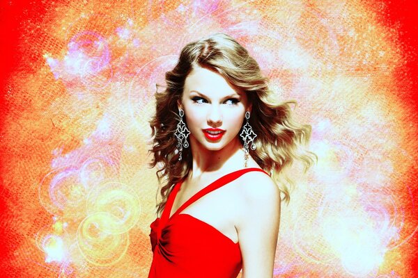 Taylor Swift in a red dress