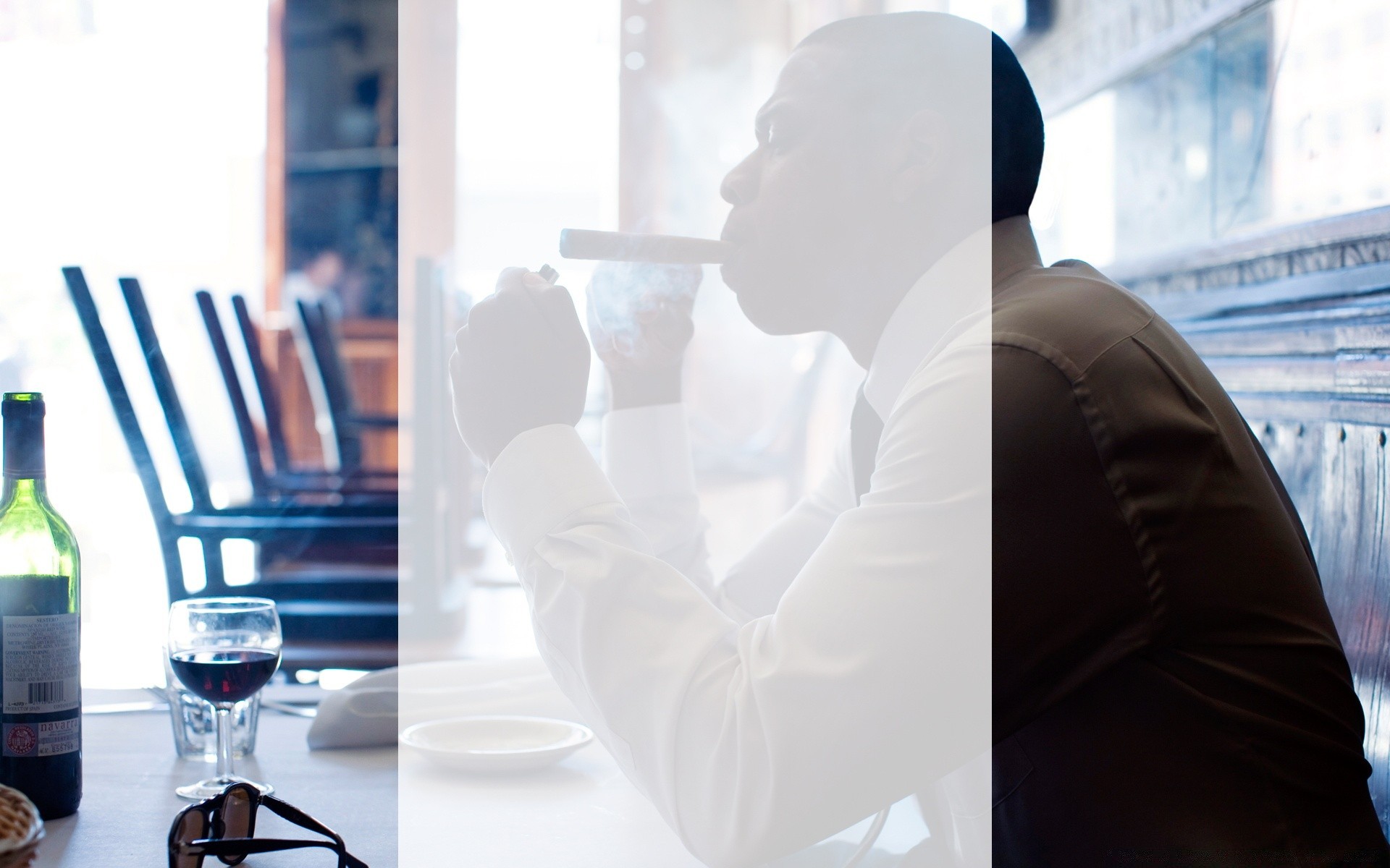 music indoors business window chair contemporary man inside glass