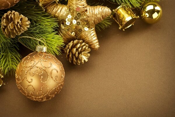 Christmas balls in gold color