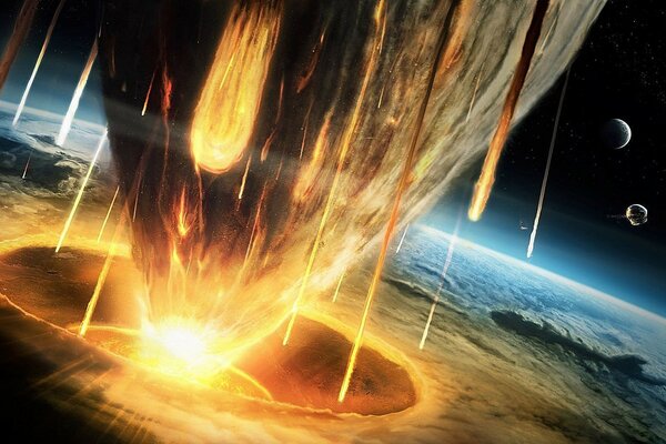 Asteroid in der Erdatmosphäre Flammen