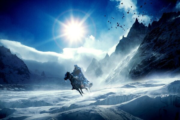 A lone Warrior s Journey through mountains and snow