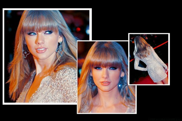 Collage of Taylor Swift photos on a black background