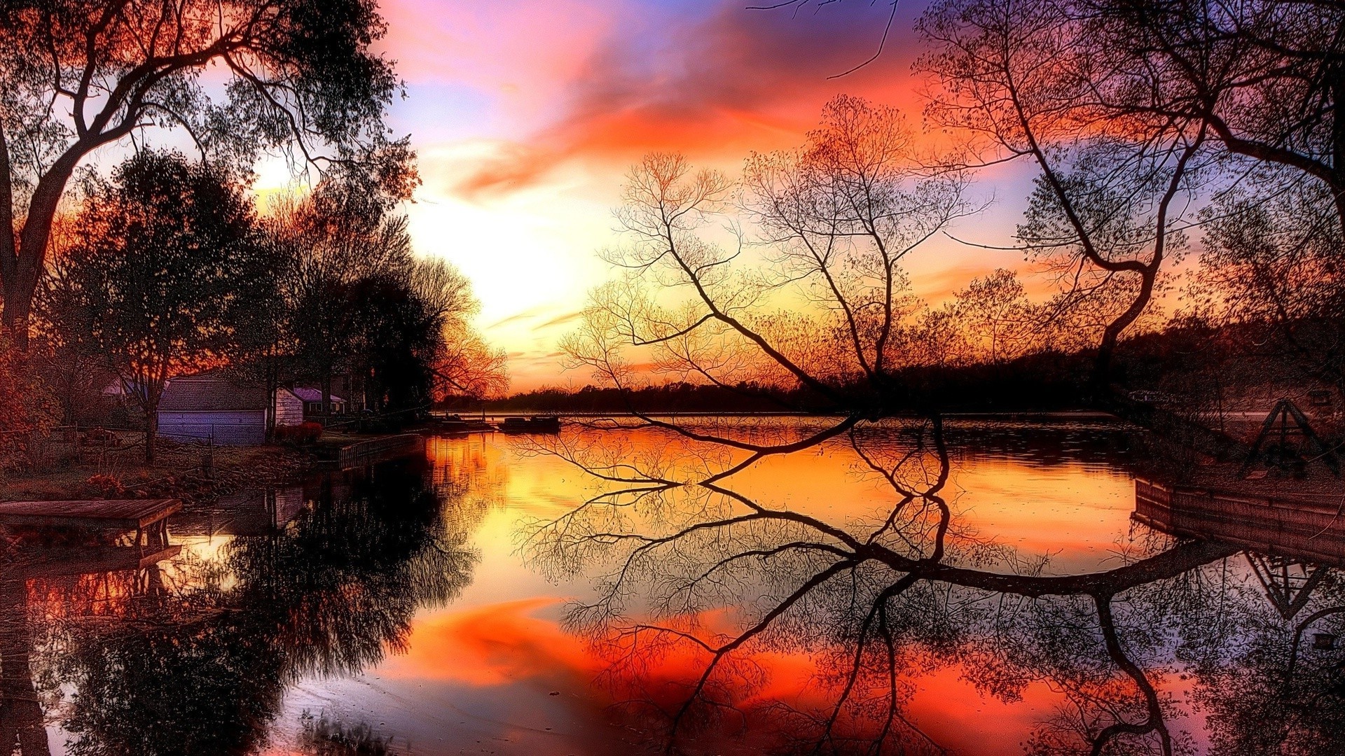 sonnenuntergang und dämmerung sonnenuntergang dämmerung abend landschaft dämmerung natur reflexion baum sonne wasser hell herbst licht himmel farbe im freien