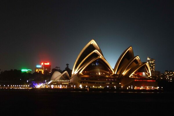 Evening city in the light of night lights