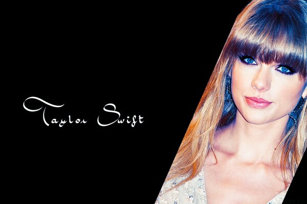 Blue-eyed Taylor Swift with long bangs