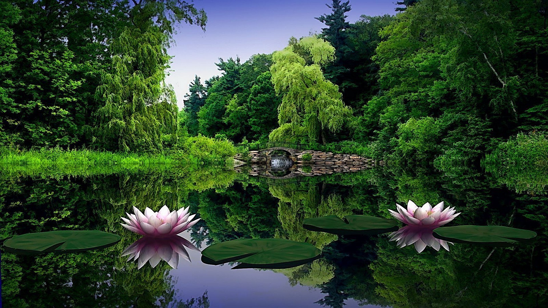 water garden wallpaper menu