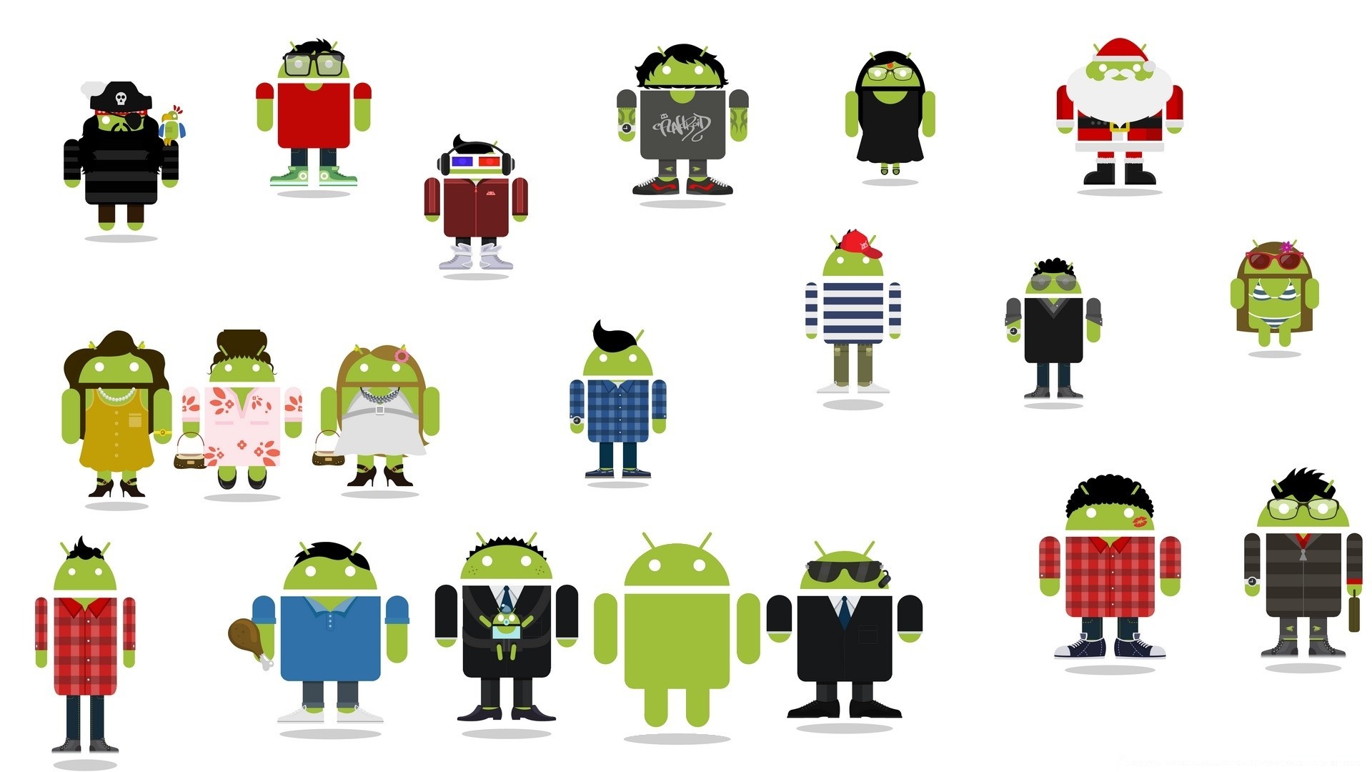 android ilustracja wektor symbol kolekcja zestaw szkic izolowane