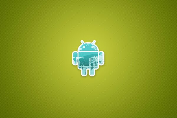 Hombre de Android sobre fondo verde