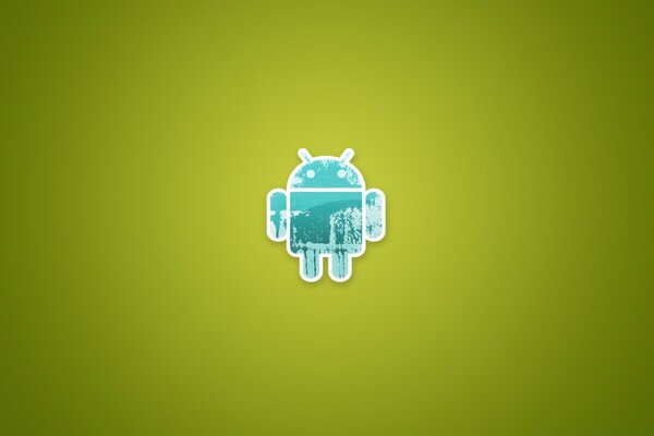 O homem do Android em um fundo verde