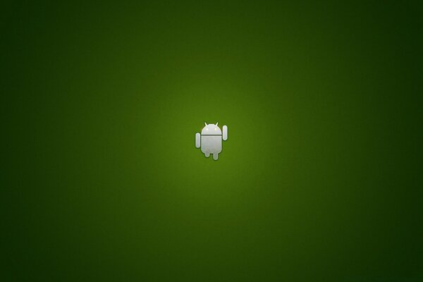 Small white android icon on a dark green background