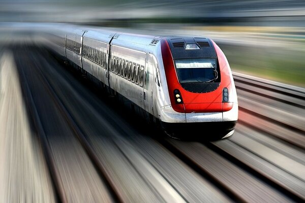 High-speed train in motion