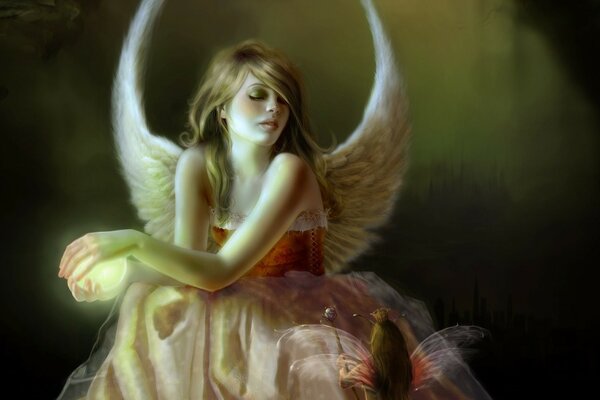 Angel woman wings portrait