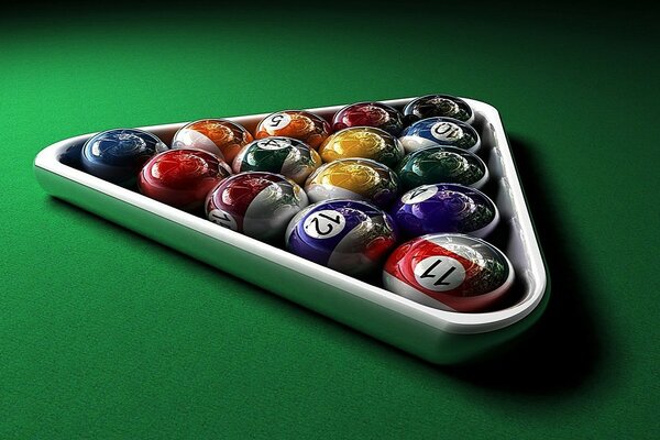 Jeux. Boules de billard. Tapis vert