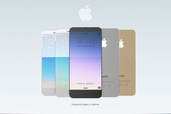 Line of iPhones:rainbow high-tech