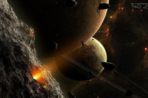 Space and planets, black asteroids