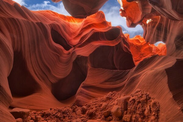 A deep depression inside a desert canyon