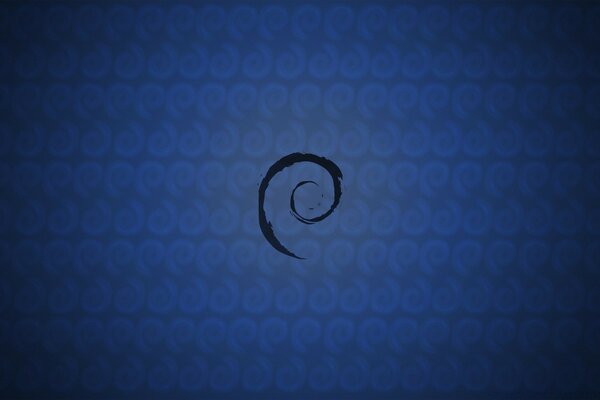 A black spiral on a dark blue background