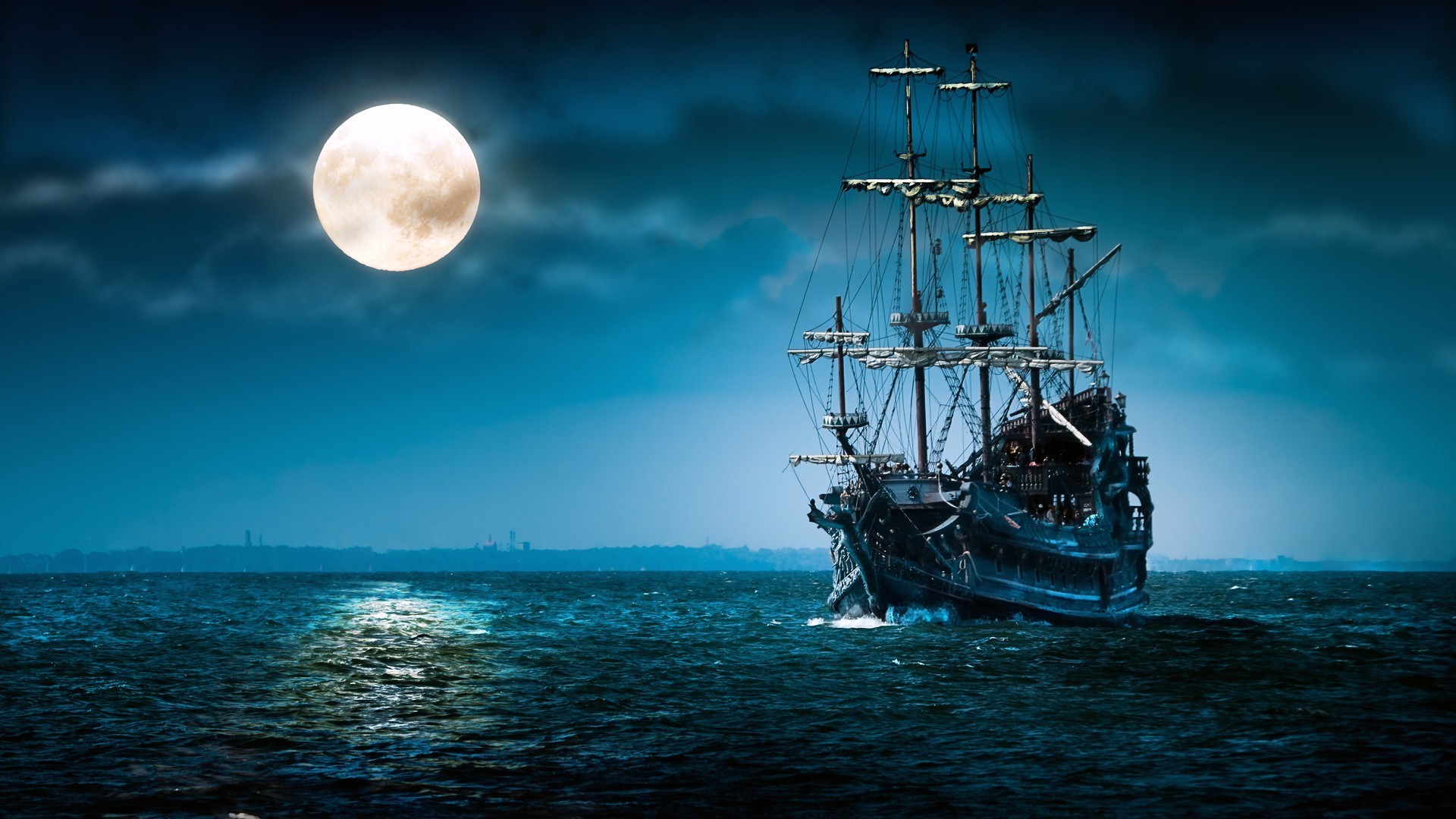 Nightmoonship In The Sea Android Wallpapers For Free