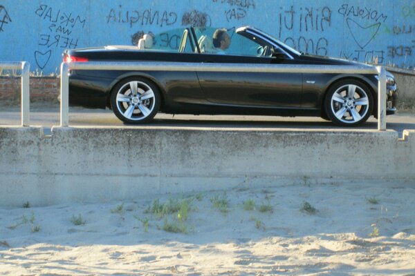 Beautiful black car without a roof