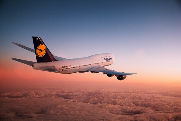 A plane in the sky above the clouds