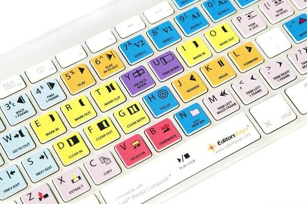 Teclado con botones marcados con diferentes colores