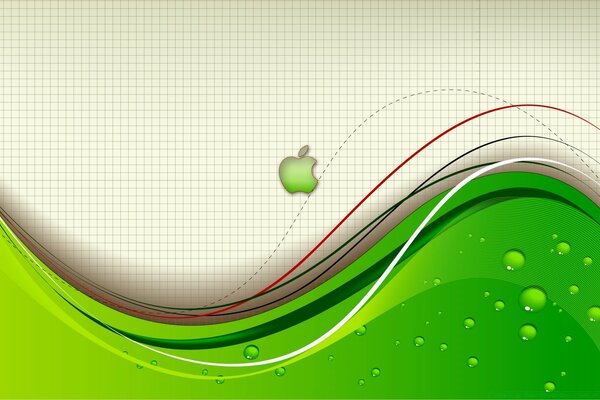 Apple logo on a white-green background