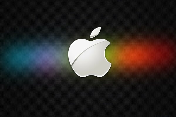 Emblema de Apple sobre un fondo borroso multicolor