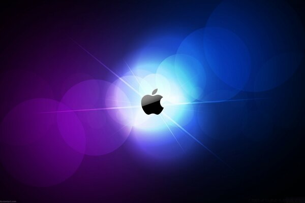 Apple dark background bright circles apple light bright