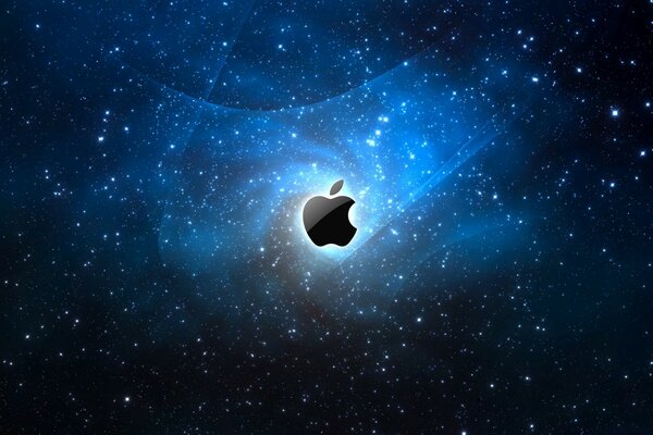 Apple logo in the center of the galaxy