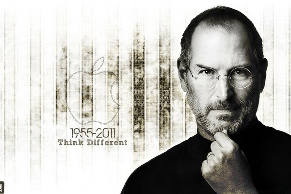 Portrait of Steve Jobs with date of life