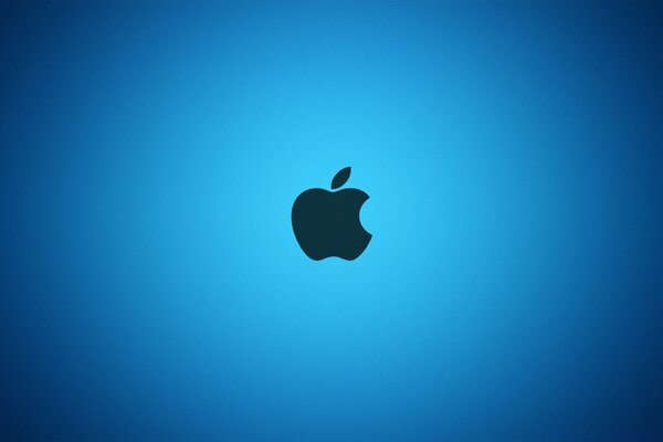 Emblema de apple sobre fondo azul