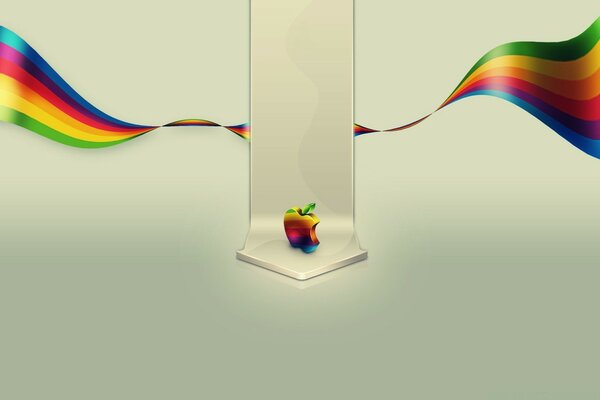 El logotipo del arco iris de Apple a media vuelta