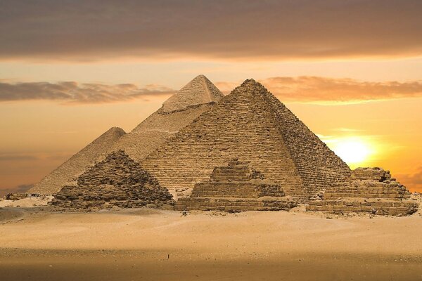 A large pyramid in a hot desert