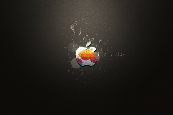 Logo Apple con macchie colorate su sfondo scuro