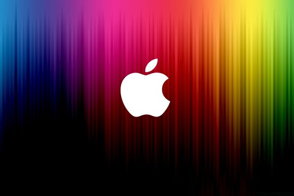 White apple on a multicolored background