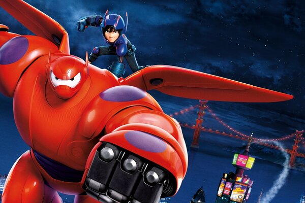 Cartoon City of Heroes robot Beimax and Hiro Hamada