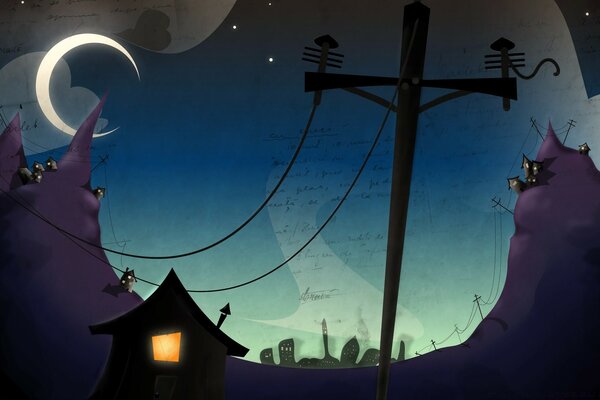 Moonlight dos desenhos animados no cemitério
