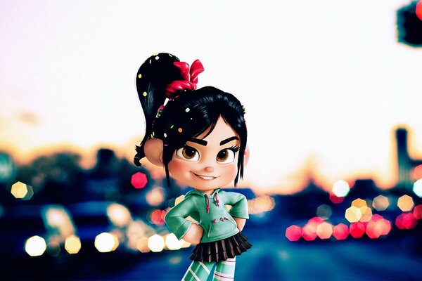 A fashionable girl on the street of the city