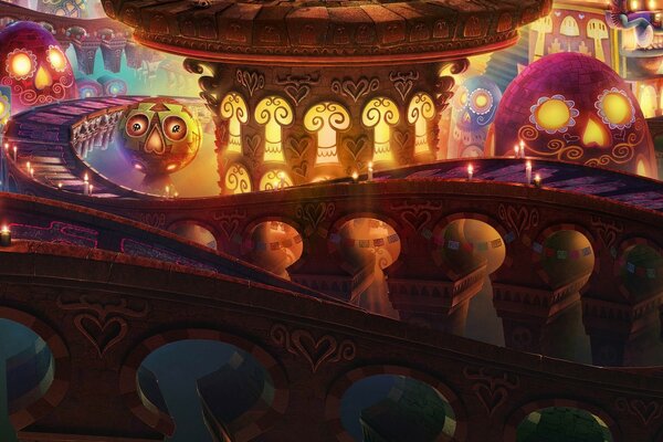 Cartoon fairy tale evening road to adventure