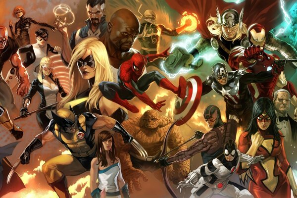 Marvel. Cartoon superheroes. Battle of Heroes