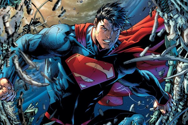 Superman de la bande dessinée dans une posture redoutable