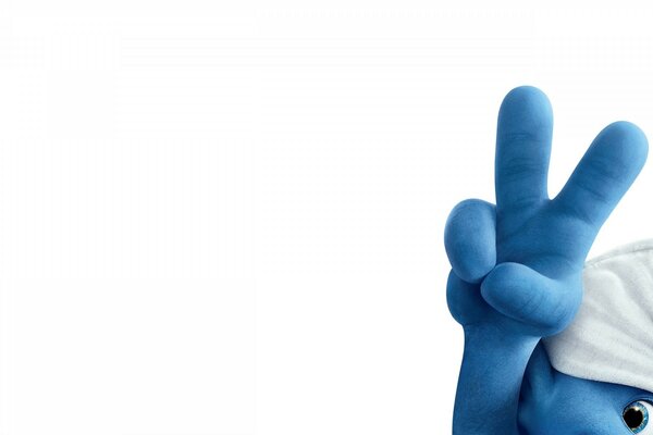 Smurf shows a welcoming gesture with his fingers