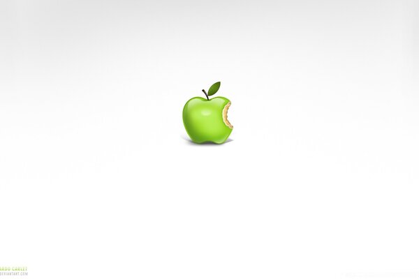 Logotipo de manzana verde sobre fondo blanco